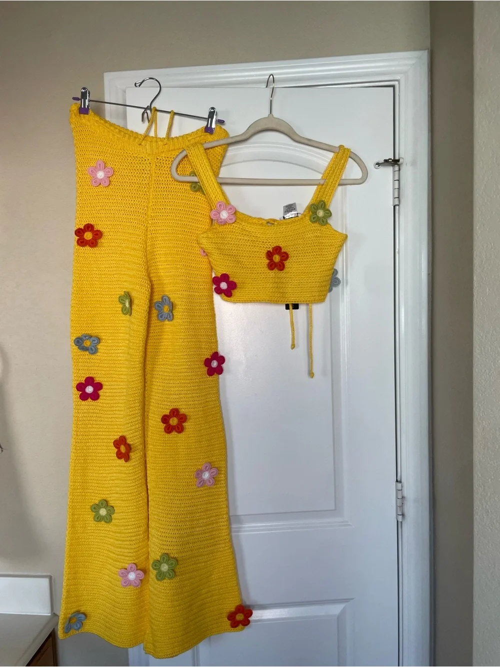 Fashion Nova Yellow Crochet Matching Set